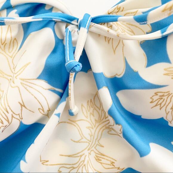 Victoria’s Secret Tankini Forever Sexy Blue Cream Gold Floral Top Size 34C - Picture 5 of 11